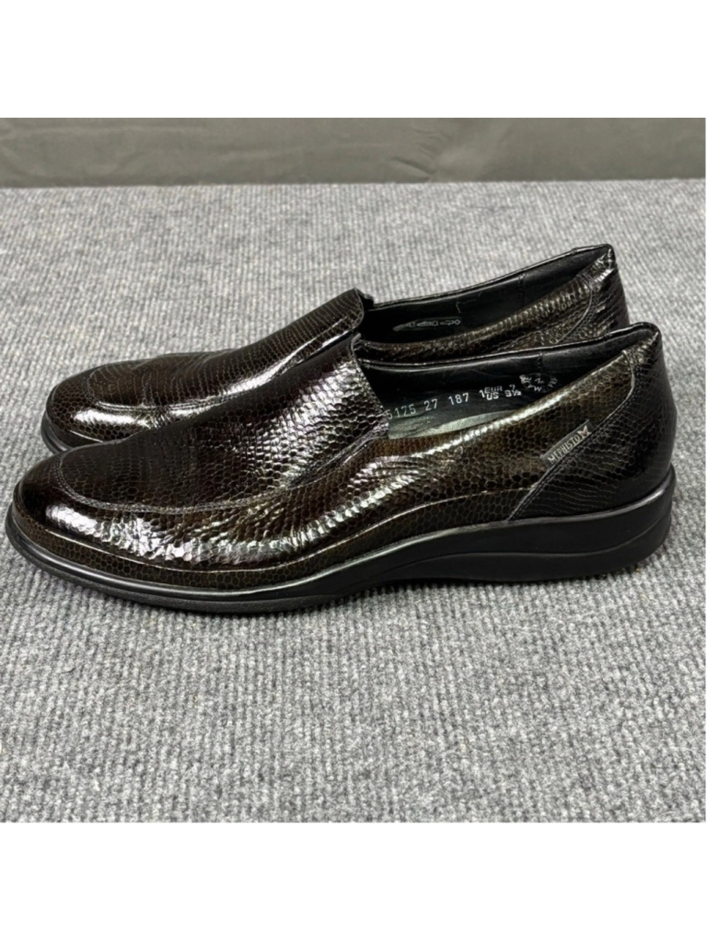 Mephisto Loafers Women 9.5 Air Jet Leather Slip On Snakeskin Preppy Quiet Luxury
